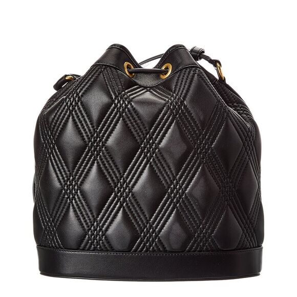 Valentino Vlogo Quilted Leather Bucket Bag, Black - Picture 2 of 4
